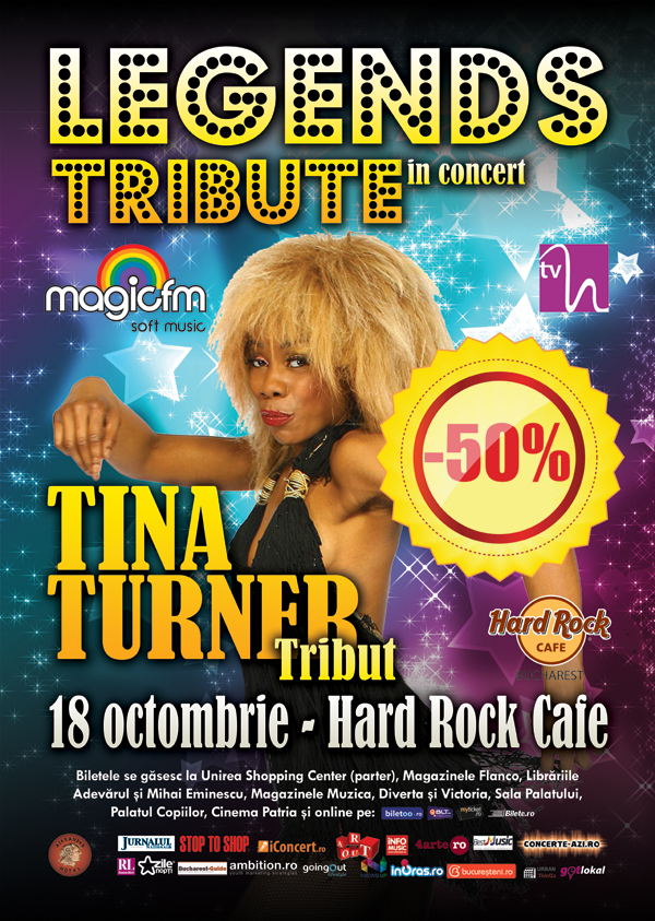 Bilete cu 50% reducere pentru tributul TINA TURNER din Hard Rock Cafe