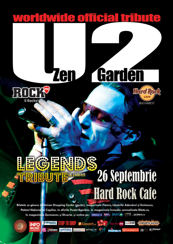 Tribut U2 cu ZEN GARDEN pe 26 septembrie la Hard Rock Cafe