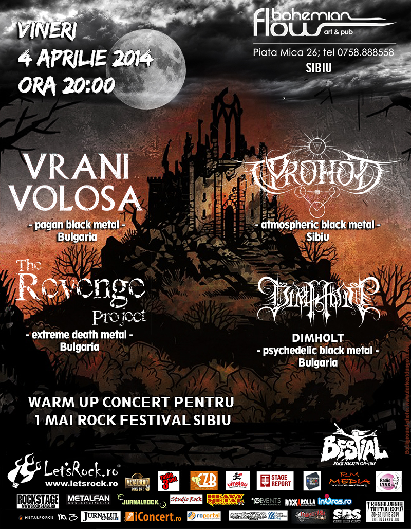 4 si 5 aprilie: doua seri de black metal cu Vrani Volosa, The Revenge Project si Dimholt