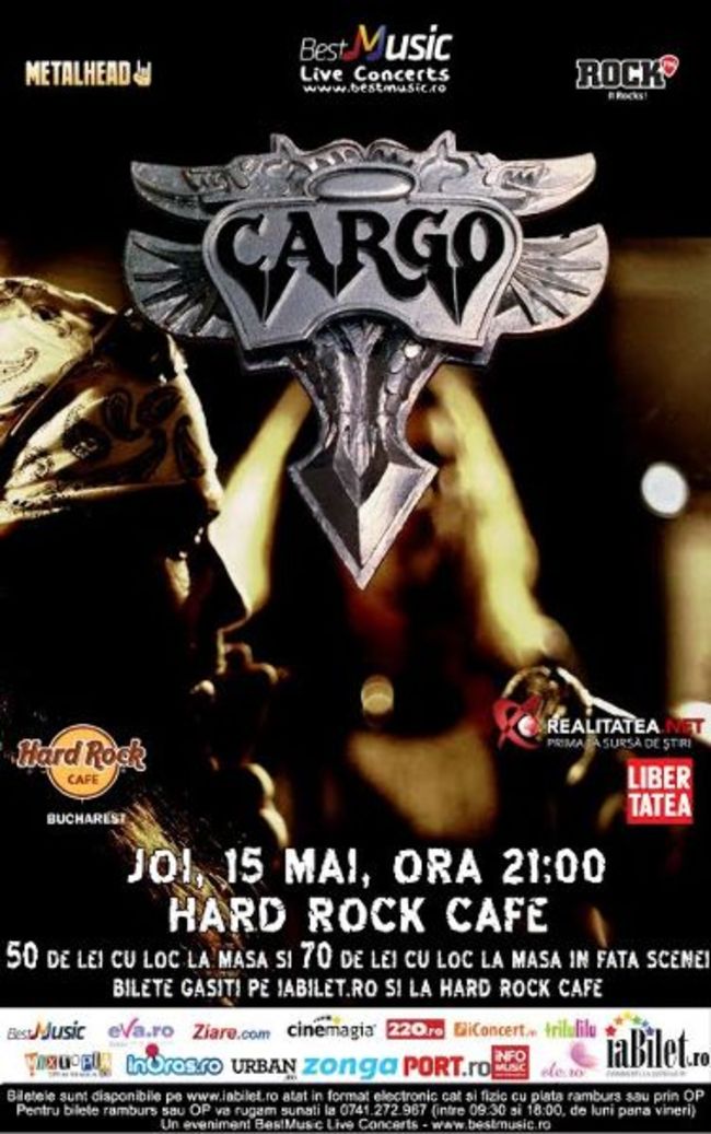 CARGO in concert pe 15 mai la Hard Rock Cafe!