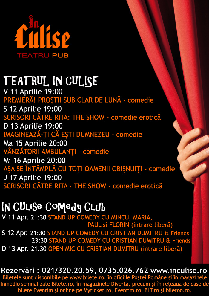 Program Teatrul In Culise 15-17 Aprilie