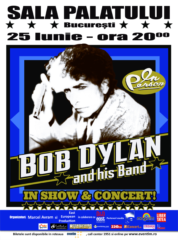 Bob Dylan concerteaza pentru prima data la Sala Palatului