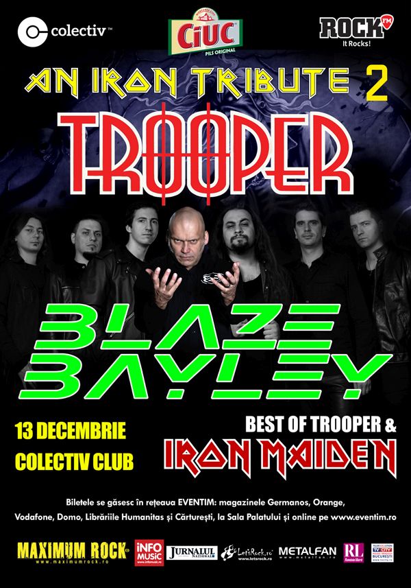 „An Iron Tribute” cu Trooper si Blaze Bayley pe 13 decembrie in Colectiv