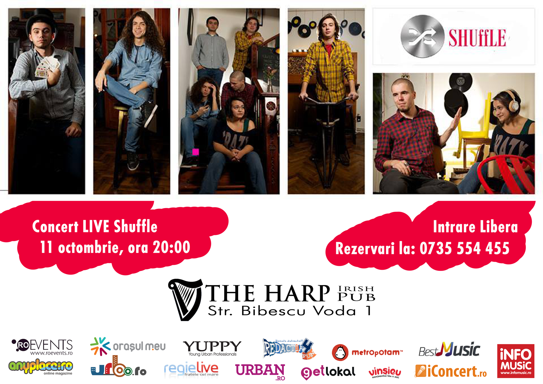 Shuffle Band canta live la The Harp