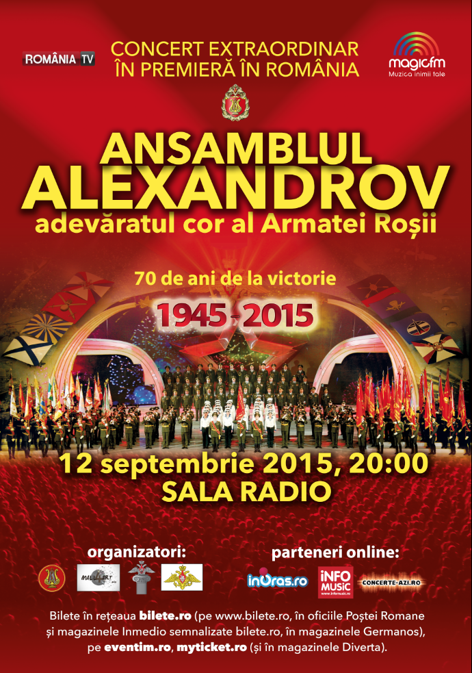 Adevaratul Cor al Armatei Rosii – Ansamblul Alexandrov – in concert la Bucuresti