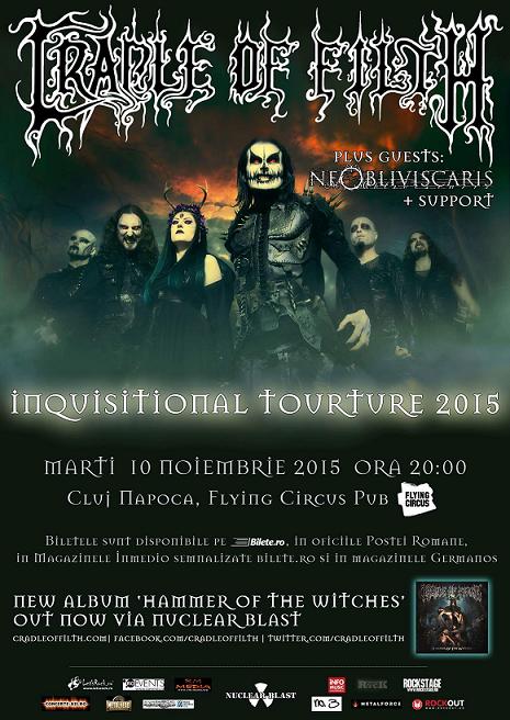 Cradle Of Filth si Ne Obliviscaris vor canta la Cluj-Napoca