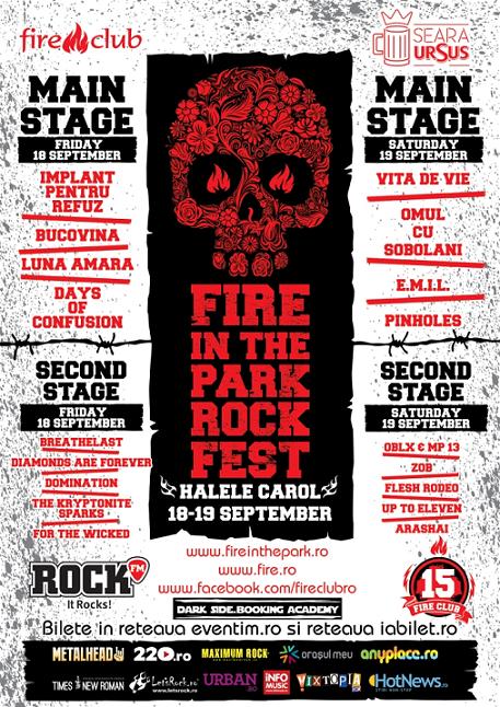 Fire In The Park Rock Fest: 20 de artiști, 2 scene și 22 ore de muzică, timp de două zile