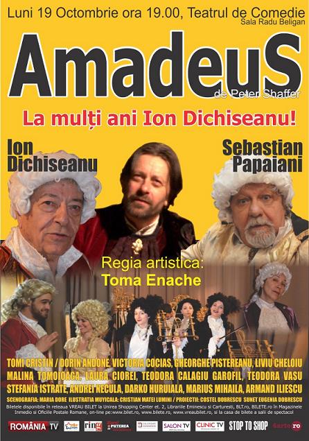 “Amadeus”, premiera teatrală sub regia lui Toma Enache  în care se întâlnesc trei generații de actori!