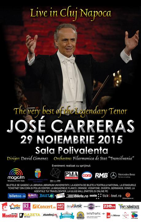 Jose Carreras va primi titlul de Doctor Honoris Causa, din partea Academiei de Muzica Gheorghe Dima din Cluj!