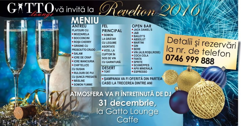 Revelion 2016 la Gatto Lounge – 31 decembrie, ora 22:00