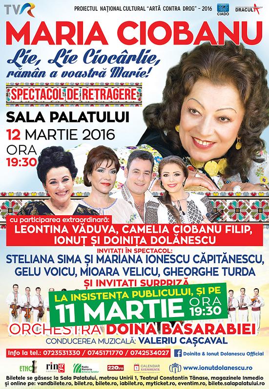 Maria Ciobanu va sustine două concerte la Sala Palatului pe 11 și 12 martie