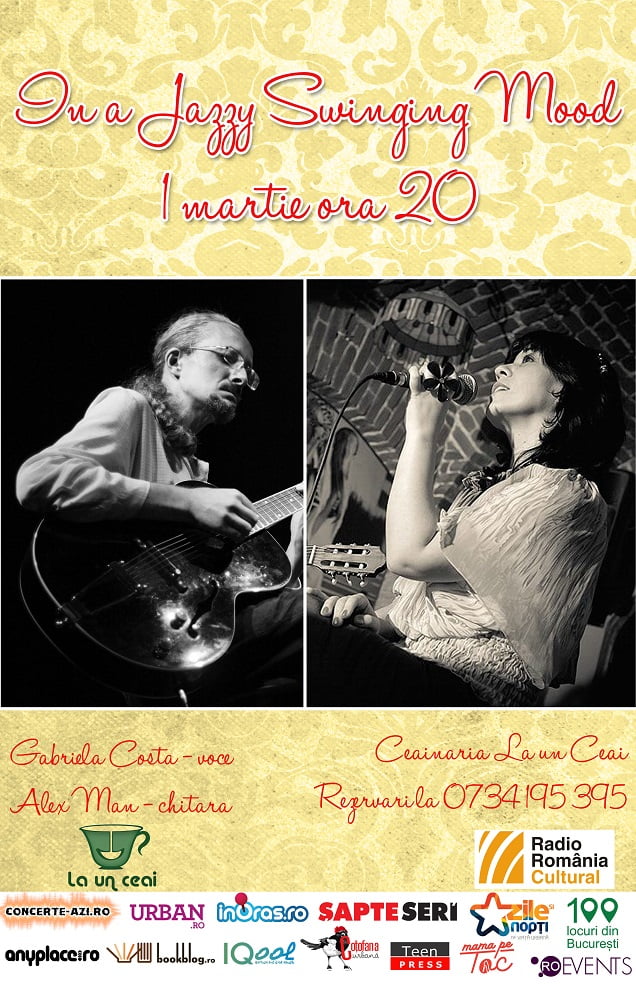 Concert: In a Jazzy Swinging Mood, marți, 1 martie, la Ceainăria La un Ceai