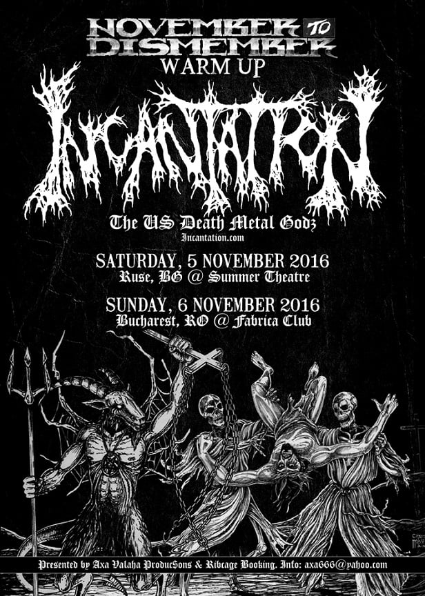 Incantation live la Bucuresti in Fabrica Club, pe 6 noiembrie