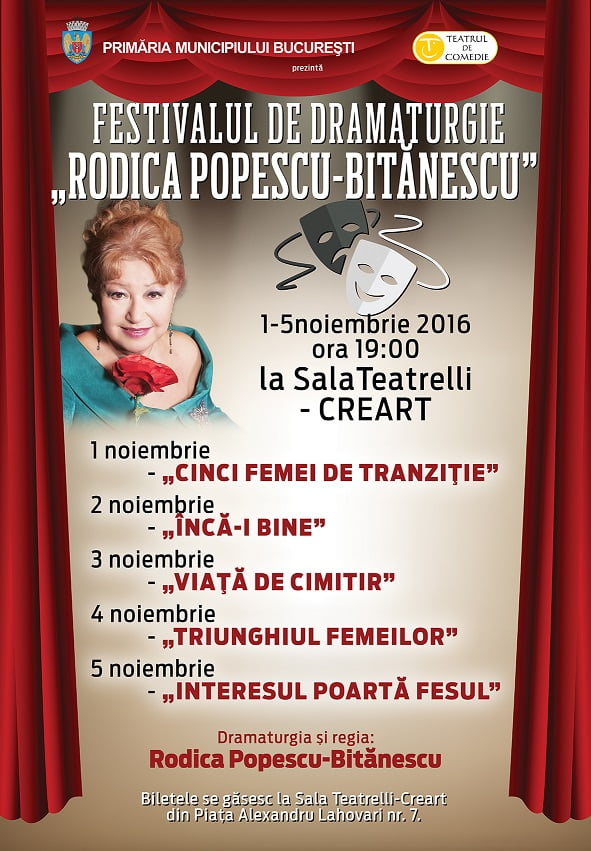 Festivalul de Dramaturgie Rodica Popescu-Bitanescu 1-5 noiembrie, Creart – Sala Teatrelli