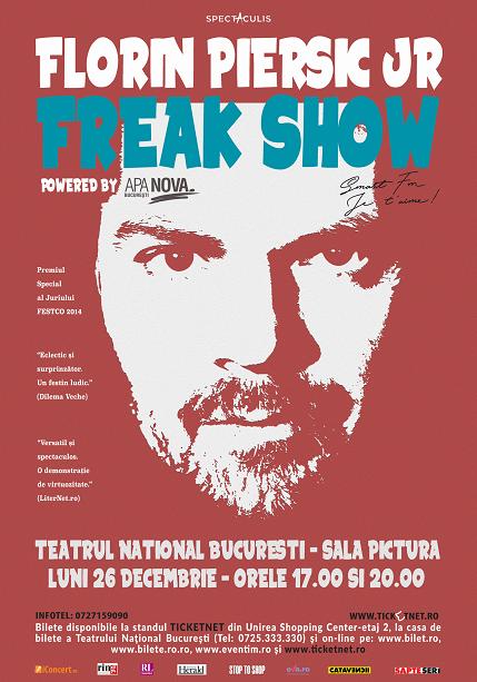 Florin Piersic jr. revine pe scena TNB-ului  în spectacolul “FREAK SHOW”