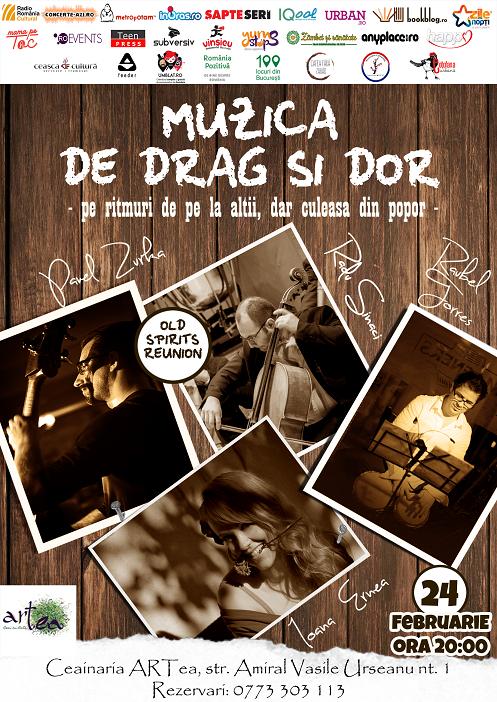 Concert live Old Spirits Reunion – Muzică de drag şi dor, 24 februarie, la Ceainaria ARTea