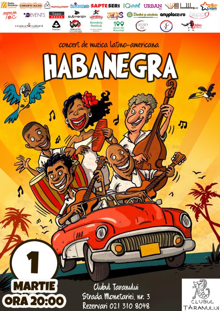 Habanegra – concert de muzică latino-americană, pe 1 martie, la Clubul Țăranului