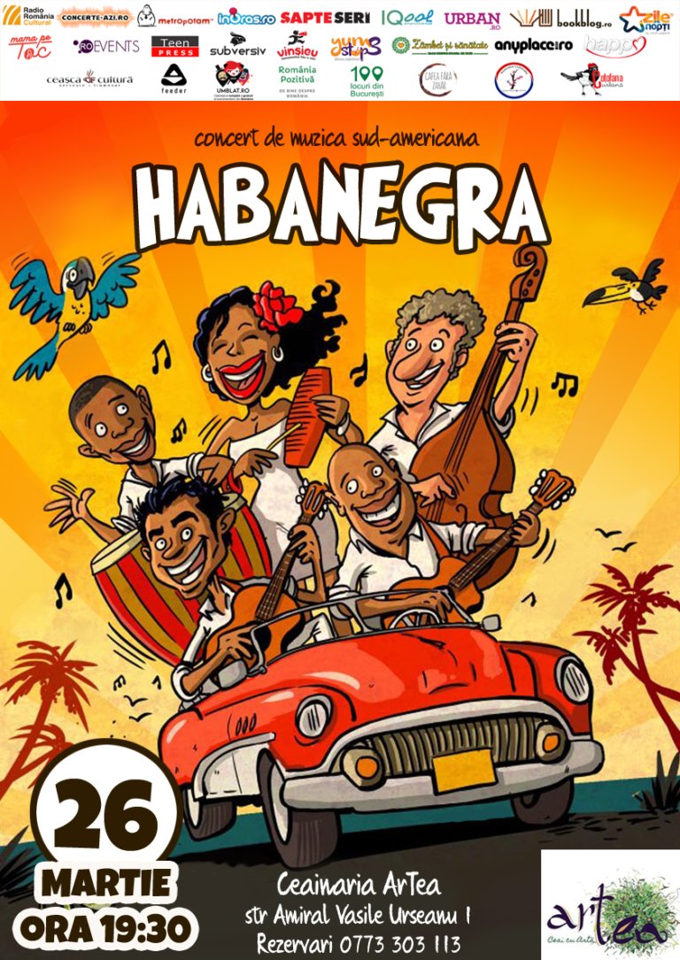 Concert de Muzica Sud-Americana cu Habanegra, 26 martie, la ceainăria ARTea