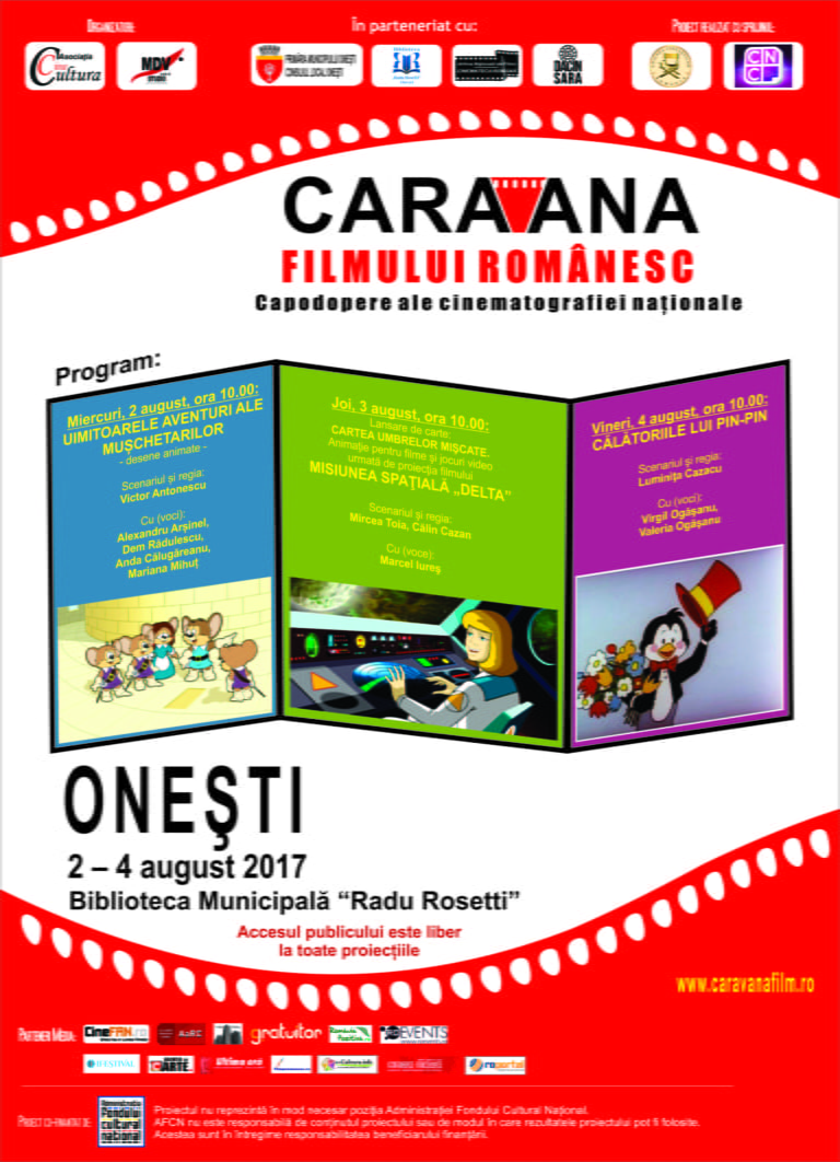 La Oneşti, “Caravana filmului românesc” este în plină desfășurare. Proiecţii de animaţie şi invitaţi de marcă