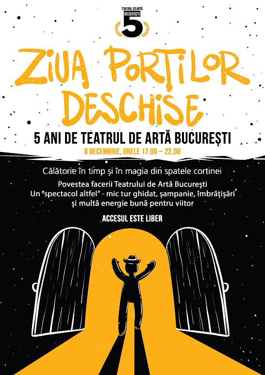 8 decembrie – “Ziua porților deschise”, la Teatrul de Artă București, la împlinirea a cinci ani de la inaugurarea sălii de spectacole