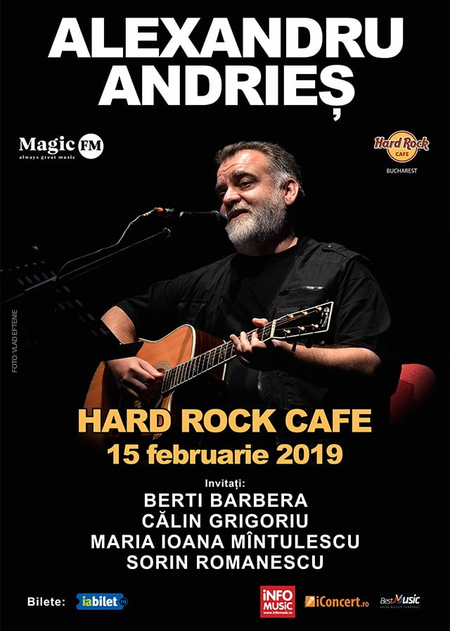 Concert Alexandru Andrieș – în premieră la Hard Rock Cafe Două categorii de bilete sunt deja sold out