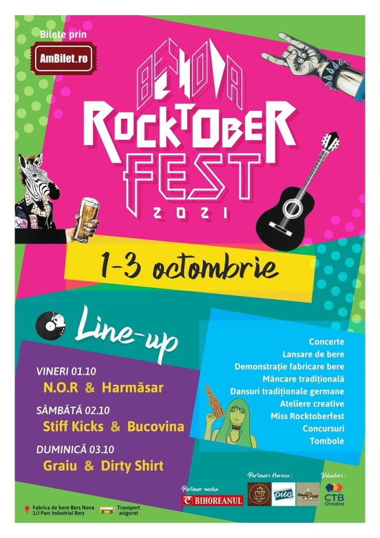 Dirty Shirt, Bucovina, Harmăsar, Graiu, N.O.R. și Stiff Kicks participă la Rocktoberfest 2021