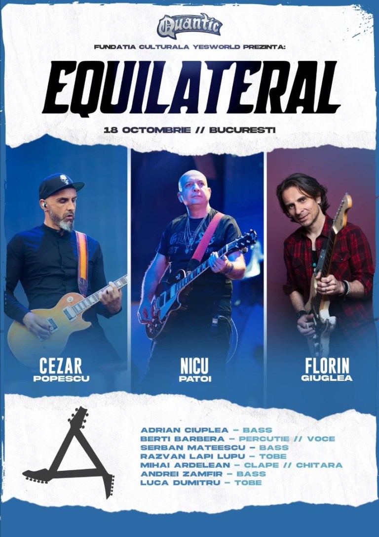 EQUILATERAL GUITAR UNION Concertul este un spectacol al chitarei electrice, cu muzică blues, rock, fusion şi modern metal.