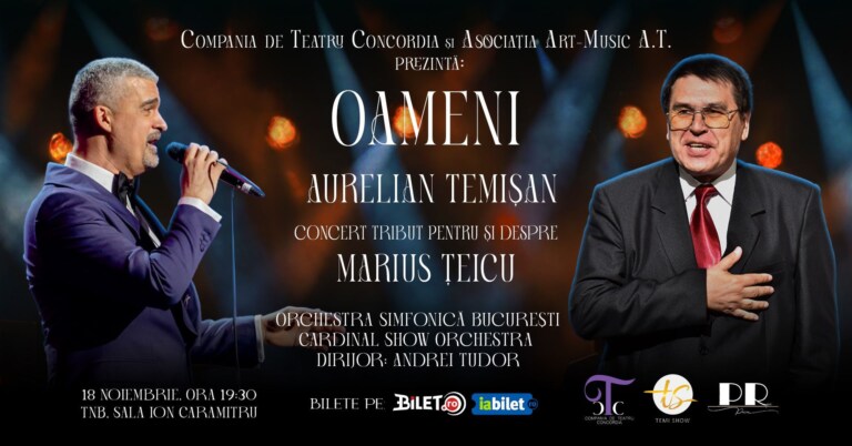 AURELIAN TEMIŞAN prezintă concertul „OAMENI,” pe 18 Noiembrie la Sala Ion Caramitru a Teatrului Naţional din Bucureşti